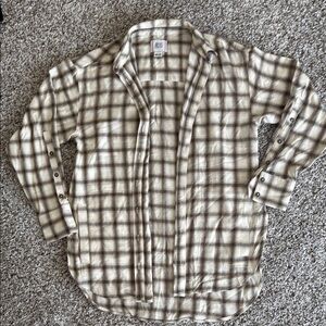 BDG Beige and Brown Checkered button up Shirt